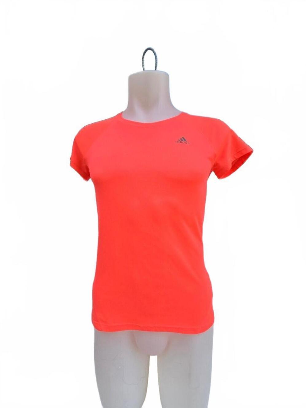 Adidas Womens Short Sleeve Athletic T-Shirt in Bright Red, Size Medium